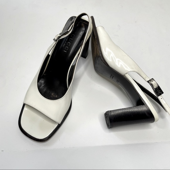 Gucci Shoes - Gucci vintage white square toe sling back pumps.